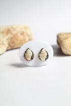 Drop Shaped Inlaid starfish and seashell Pendant Set (Black Base)