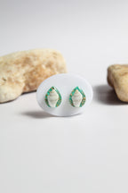 Drop Shaped Inlaid starfish and seashell Pendant Set (Aqua Green Base)