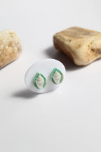 Drop Shaped Inlaid starfish and seashell Pendant Set (Aqua Green Base)