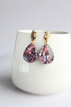 Water Drop Shaped Inlaid Abalone Shell (Reddish) Earring