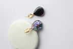 Water Drop Shaped Inlaid Abalone Shell (Purplish Pink and Mottled Green) Earring