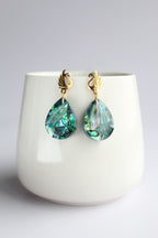 Water Drop Shaped Inlaid Abalone Shell (Mottled Green) Earring