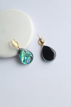 Water Drop Shaped Inlaid Abalone Shell (Mottled Green) Earring