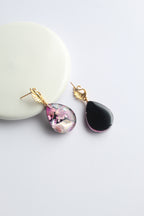 Water Drop Shaped Inlaid Abalone Shell (Pink) Earring