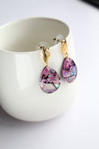 Water Drop Shaped Inlaid Abalone Shell (Pink) Earring