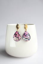 Water Drop Shaped Inlaid Abalone Shell (Pink) Earring