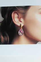 Water Drop Shaped Inlaid Abalone Shell (Pink) Earring